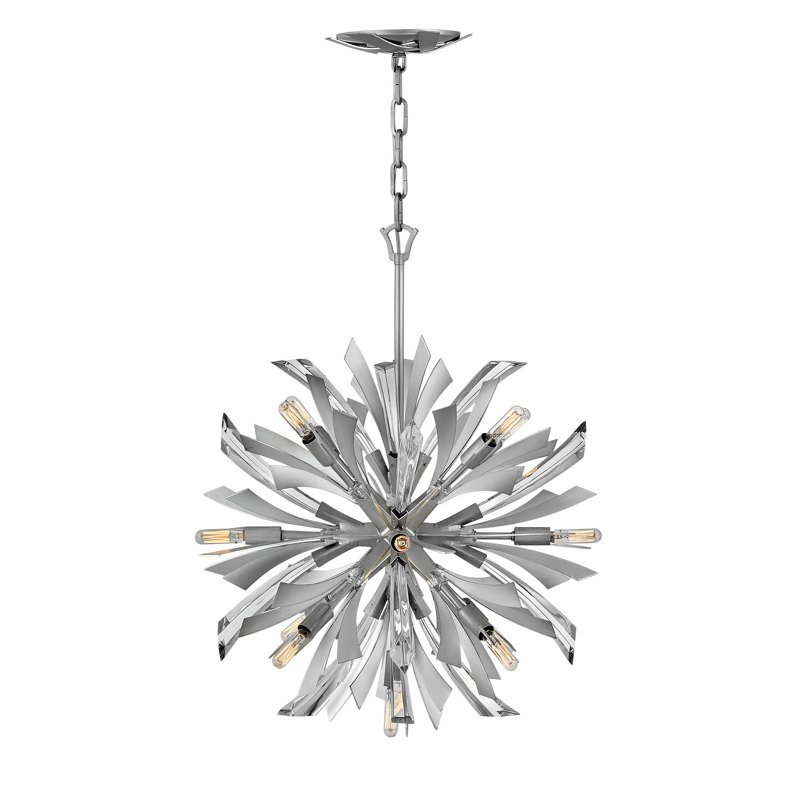 Lustre suspendu en orbe moderne à treize lumières de 22 po Vida avec détails en cristal