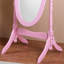 Grand miroir rose avec support en bois - pleine réflexion, pieds élégants, structure autoportante en bois de style traditionnel inclinable, pieds-154379380-154379381
