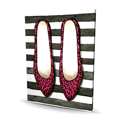 Leopard Pink Shoes - Black Woman Canvas for Home Decor