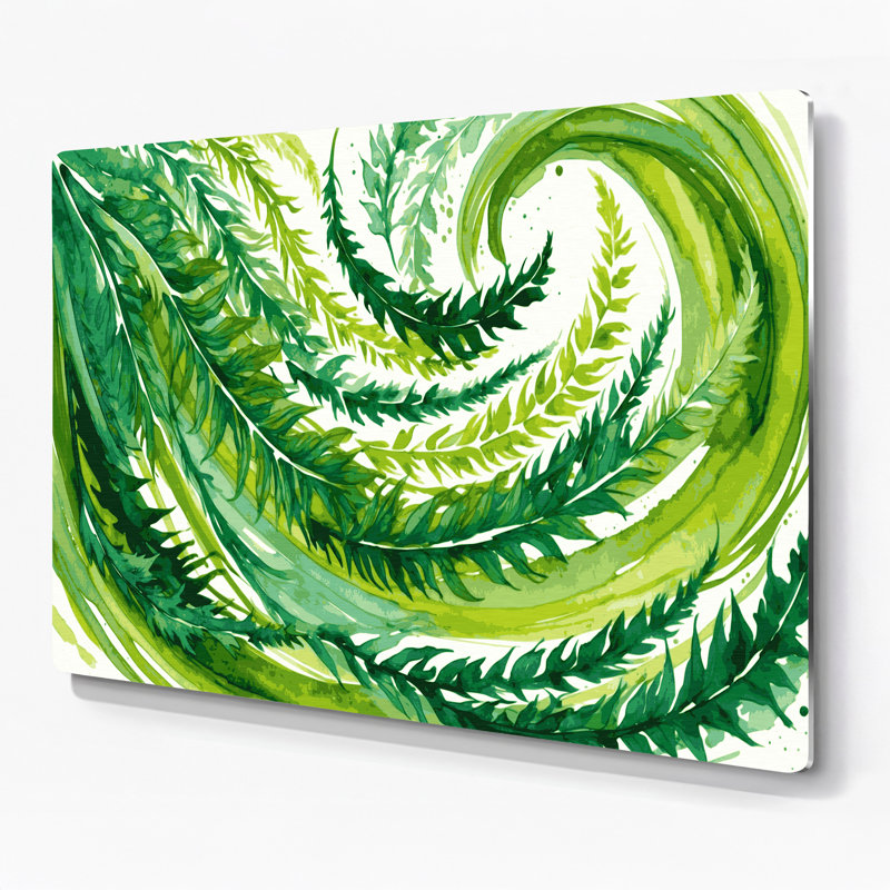 Art mural en métal légumes vert Mizuna, H 20 po x l 24 po