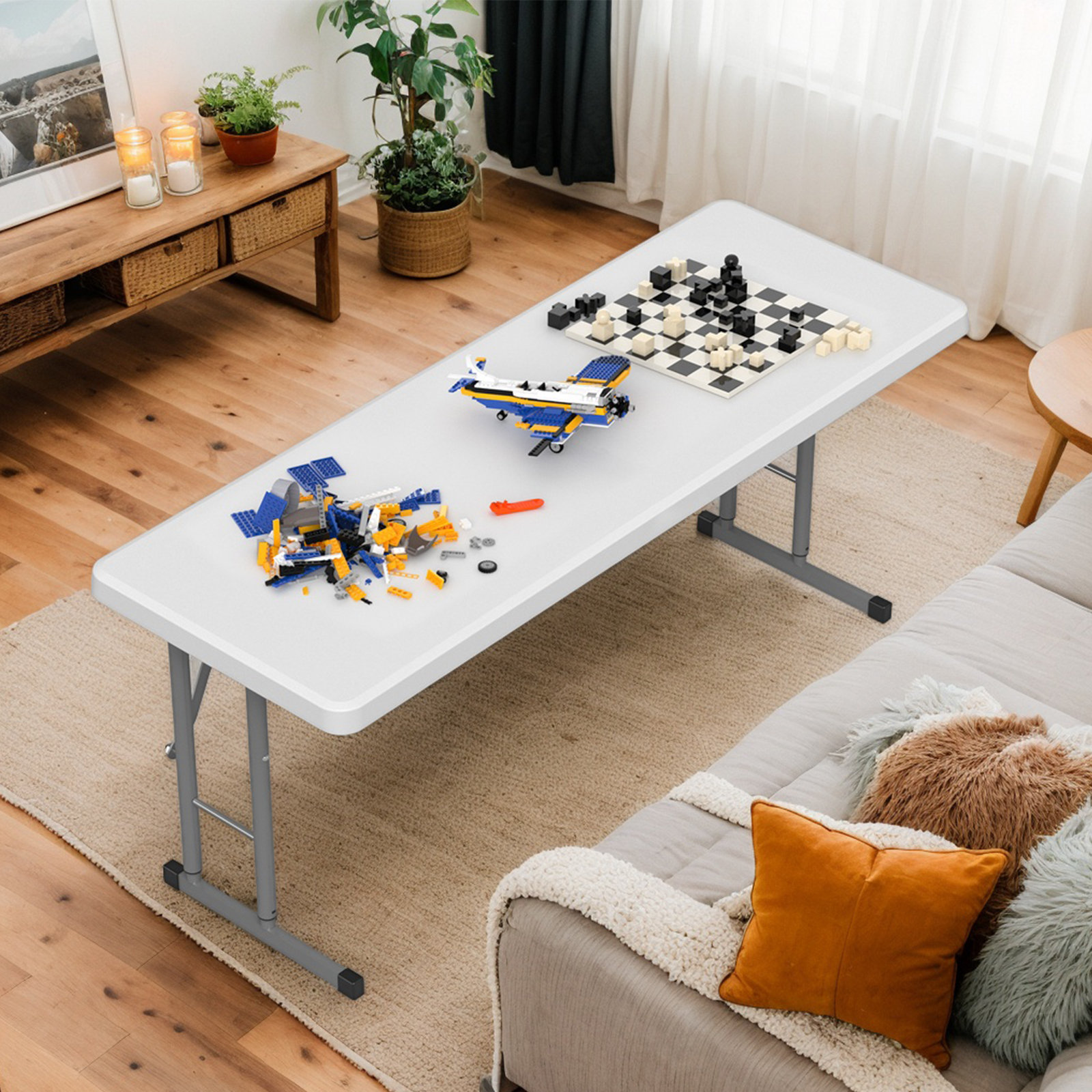 Winado 4 FT Narrow Folding Table，White | Wayfair