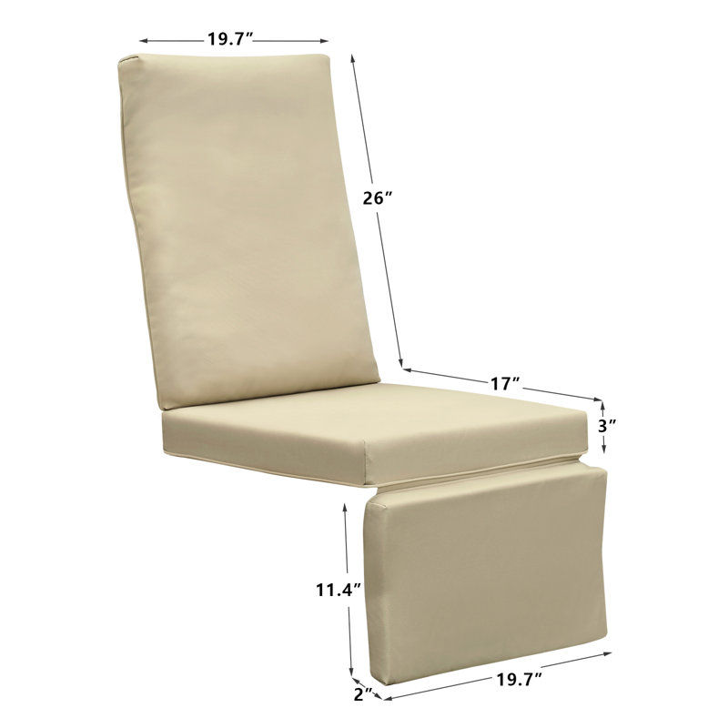 All-Weather Outdoor Patio Recliner Cushion, Waterproof Outdoor Reclining Chair Replacement Cushion, Beige