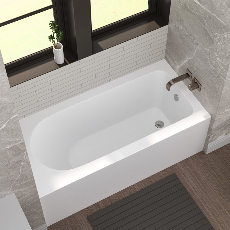 Right Drain Acrylic Soaking Bathtub, Glossy White Skirt, To Design, Hand-Twist Drain, Superior Heat Retention, Multi-Layer Reinforcement, Non-Slip Texture, Ergonomic Comfort, Overflow Feature,