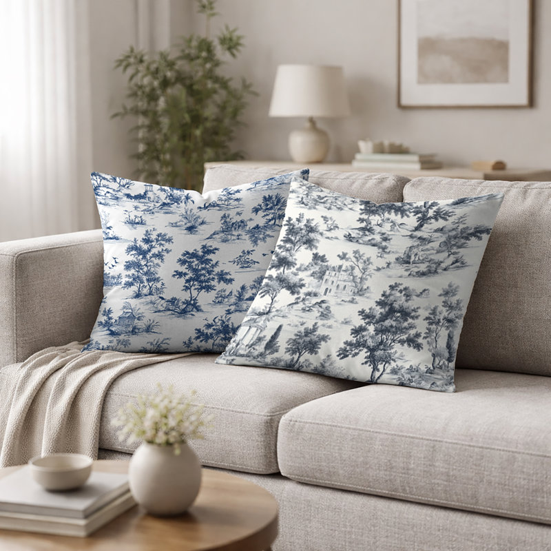 Coussin décoratif Toile 2 pièces - Coussin décoratif imprimé Toile Wash, H 20 po x l 20 po