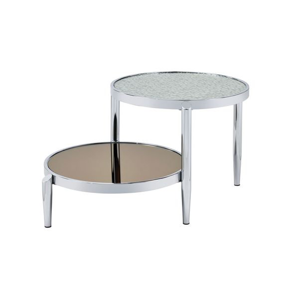 Table basse Abbe avec pieds tubulaires arrondis en chrome