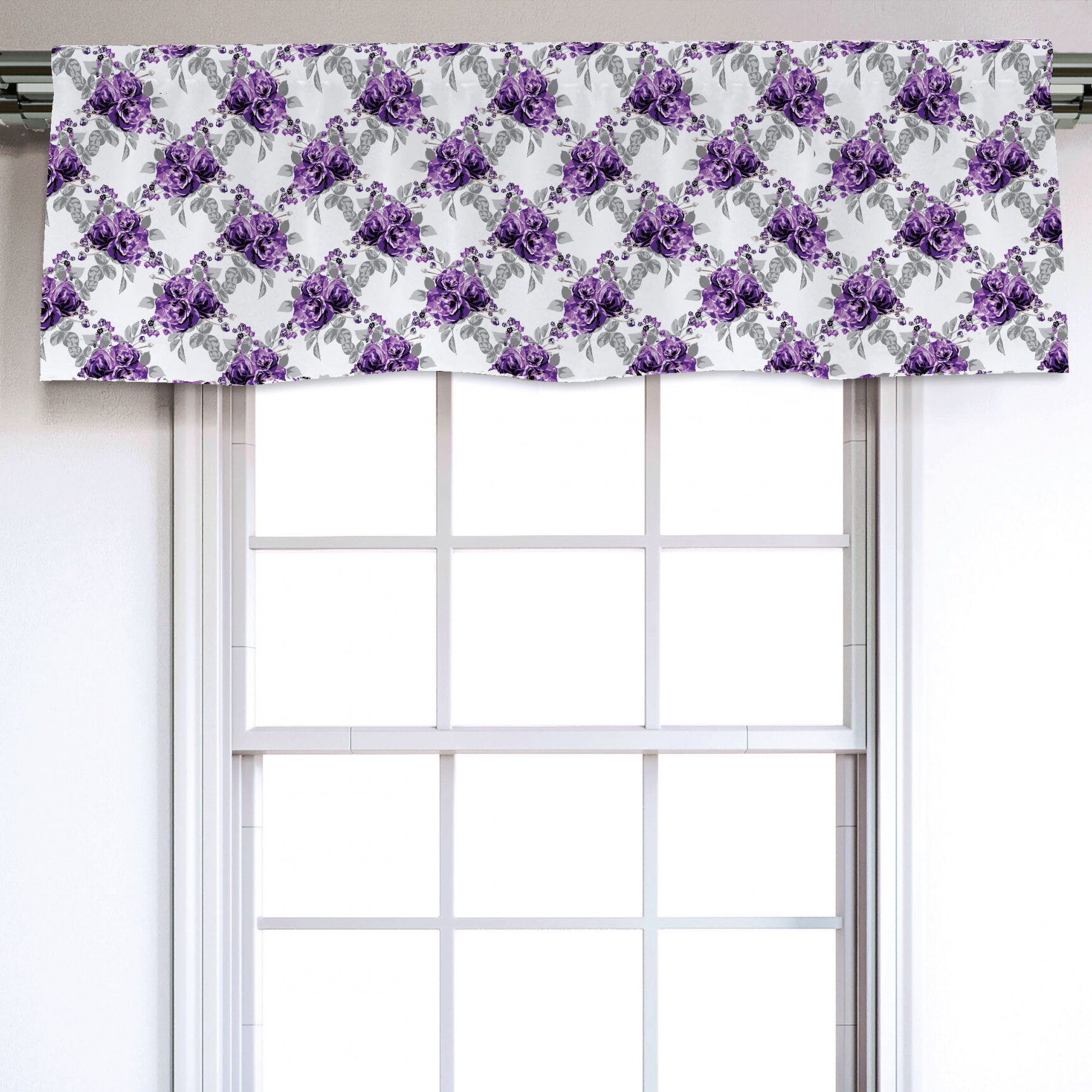 East Urban Home Floral Sateen Ruffled 54'' W Window Valance in | Wayfair