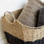Seagrass Handmade Two Toned Decorative and Functional Storage Basket with Metal Handles