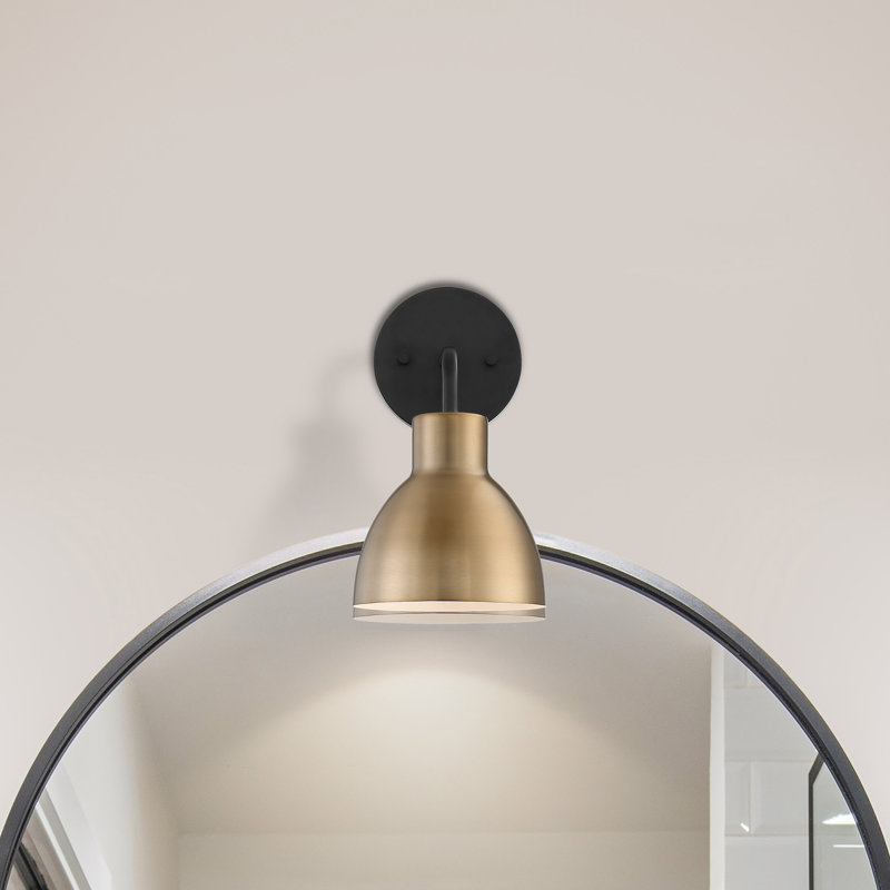 Florian Dimmable Bath Sconce, Matte Black, Burnished Brass