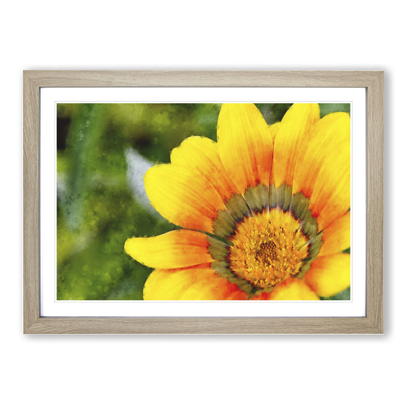 Bright Yellow Flower - Framed Print, 48cm H x 65cm W x 2cm D, Oak