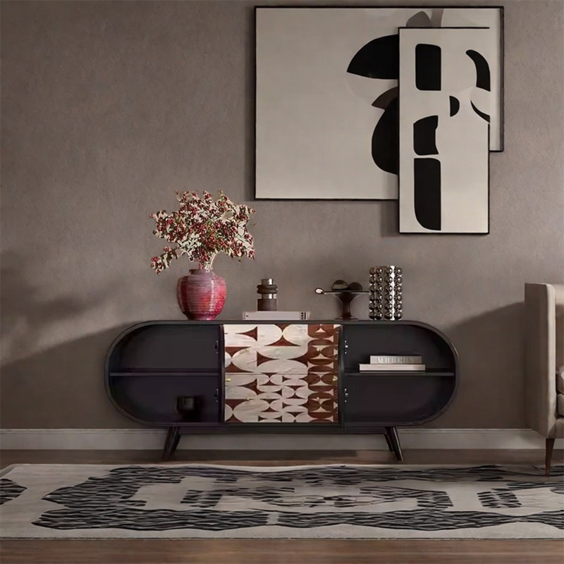 Sideboard with Two Doors and Drawers, Black