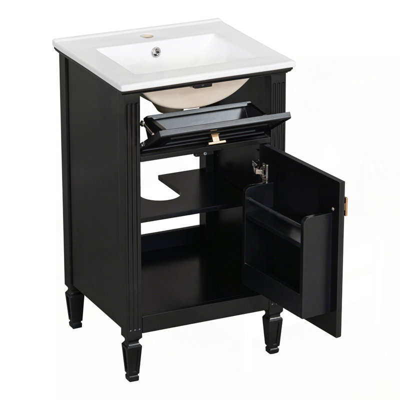 Meuble-lavabo moderne avec matériaux de qualité supérieure et rangement innovant, Noir