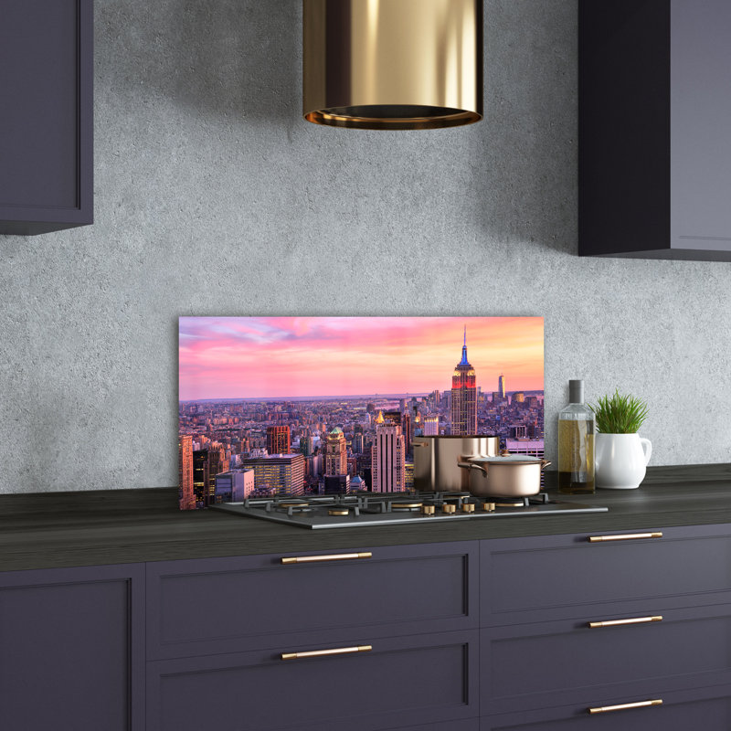 Alecxis Orange - New York West - No Frame Print on Glass
