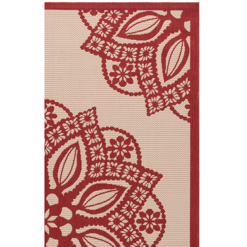 Tapis d'intérieur / extérieur beige / rouge Arneshia, Rectangle 4 pi x 5 pi 7 po