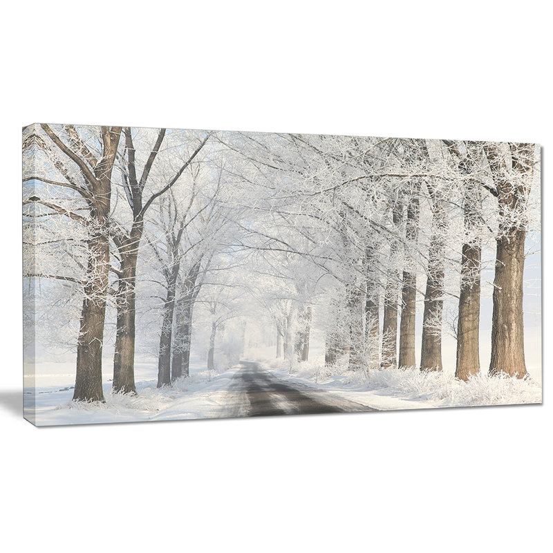 «Road Through Frosted Forest», reproduction de photo sur toile tendue, H 16 po x l 32 po x P 1 po