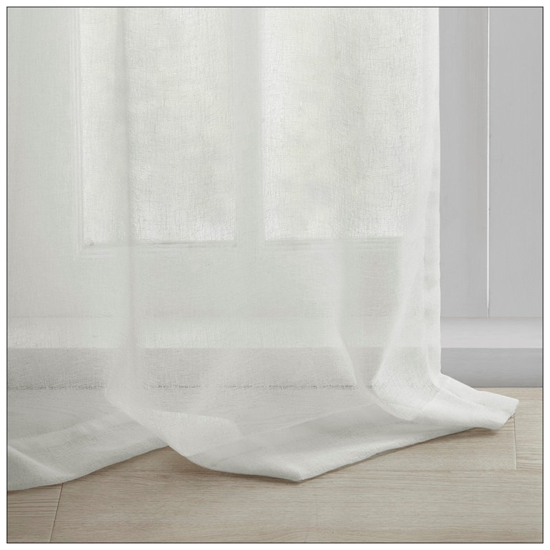 Pisinemo Linen Single Curtain Panel, 50" W x 84" L, White