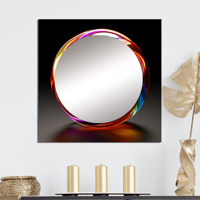 Sci-Fi Neon Sphere - Other Fantasy & Sci-Fi Square Living Room Wall Mirror Art, 29" x 29"