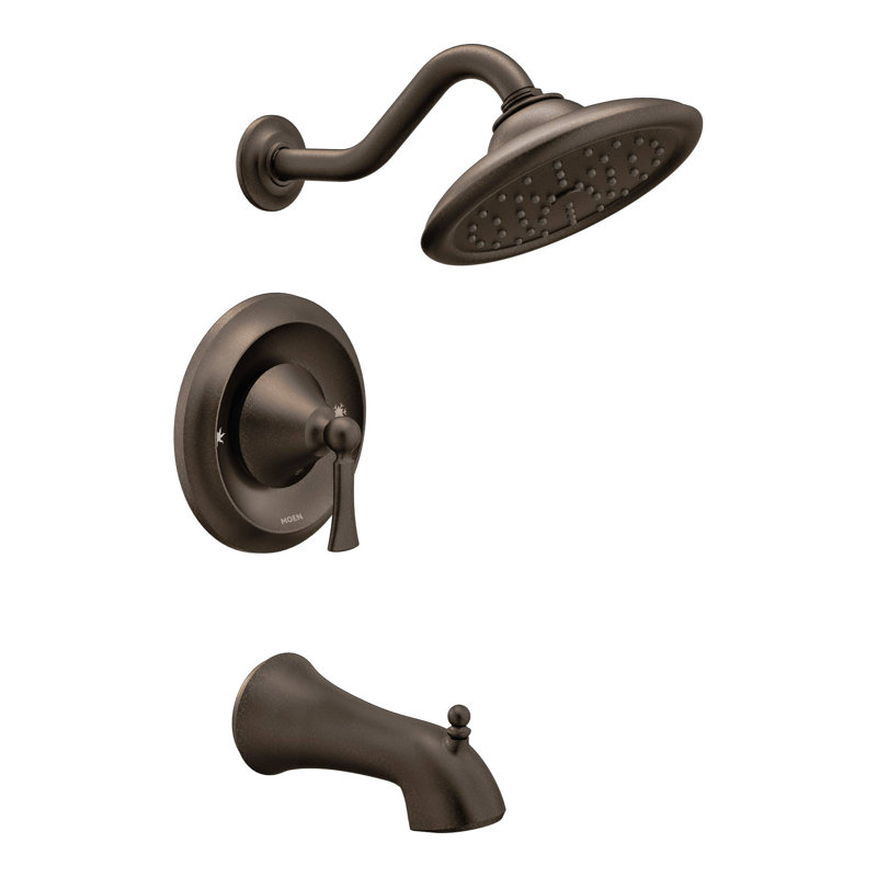 Garniture de robinet de baignoire et douche à poignée levier Wynford Moentrol, Bronze huilé