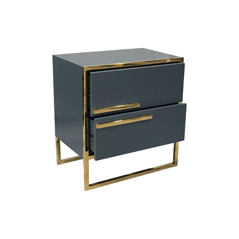 Alwaleed 58cm W Stainless Steel Bedside Table, Right Orientation, Dark Grey