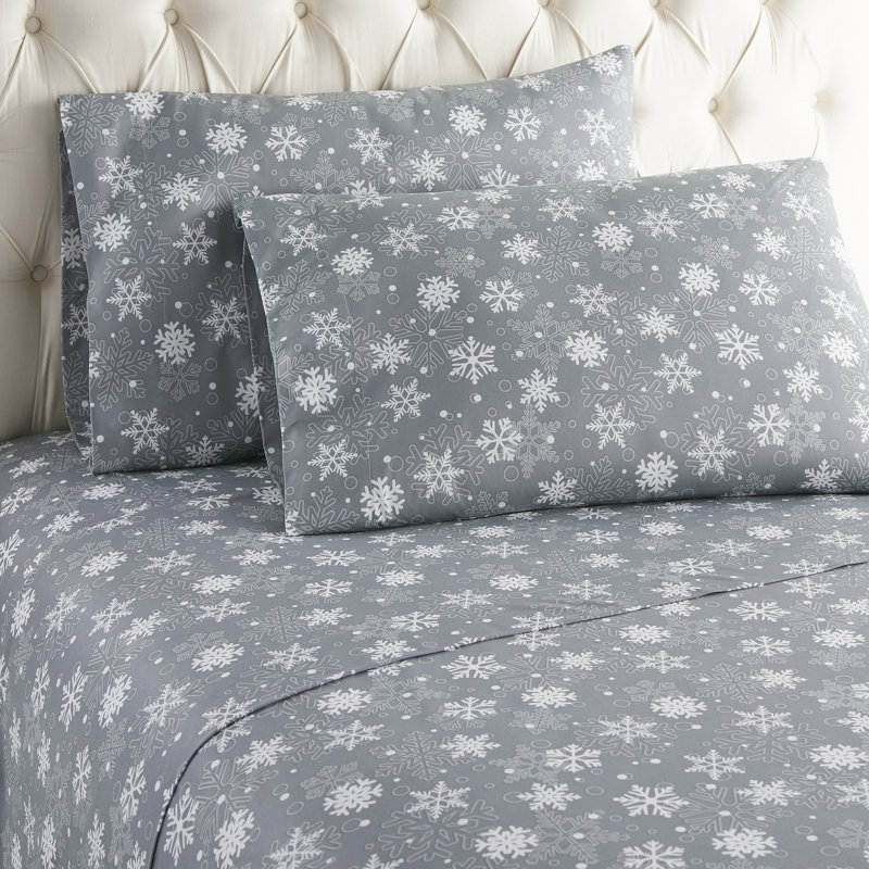 Ensemble de draps Micro Flannel®, Ensemble de draps pour très grand lit avec 2 taie, Gris flocon de neige