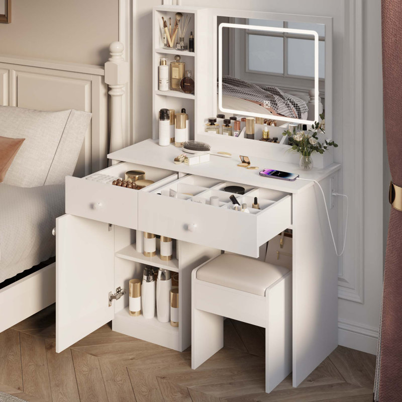 Bureau de coiffeuse avec miroir et lumières pour le maquillage Fashion