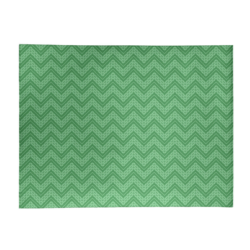 Tapis de zone verte en chevron à main monochrome, Rectangle 5 pi x 7 pi