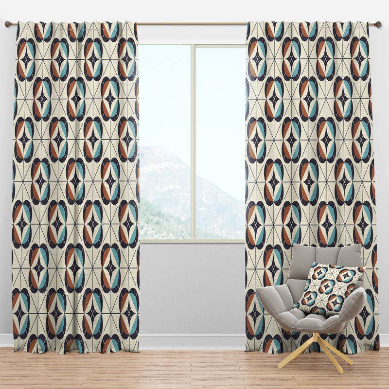 Panneau de rideau simple semi-diaphane avec passe-tringle Mid-Century Design, l 52 po x L 63 po