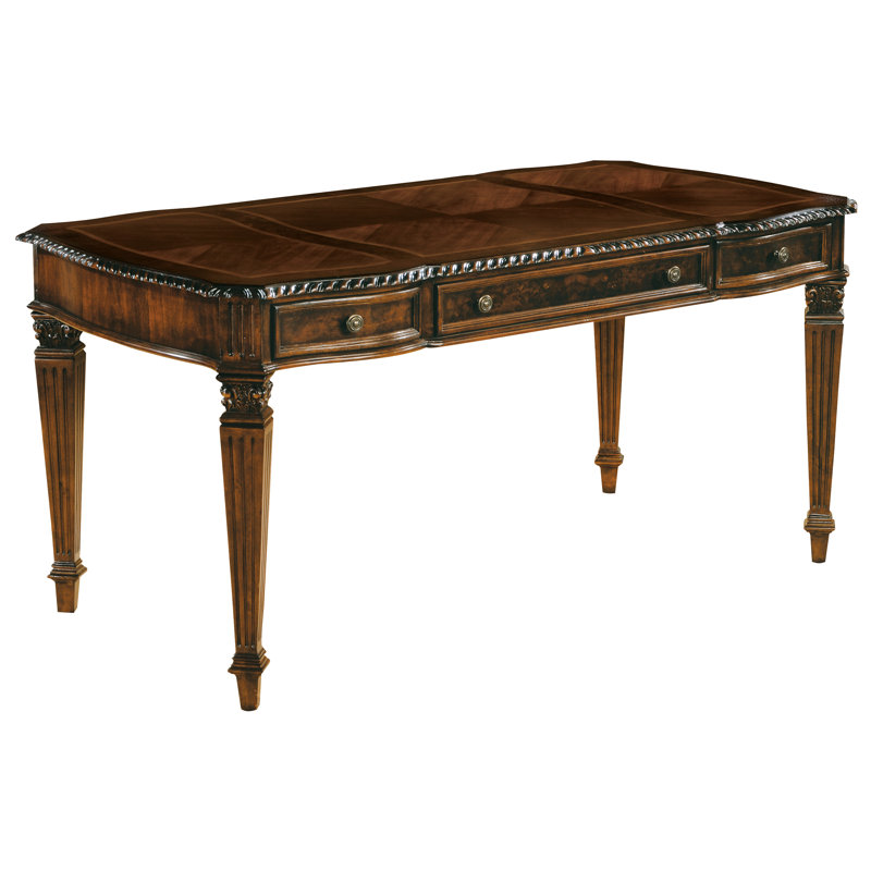 Amario 62" Wide Computer Desk, Old World Walnut Burl Finish