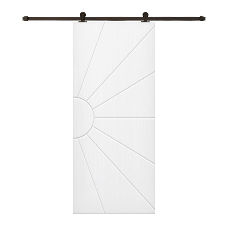 Porte de grange à panneaux et en bois manufacturé avec quincaillerie d'installation, 30 po x 80 po, Blanc