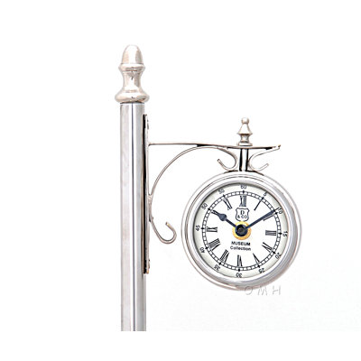 Analogue Metal Mechanical Tabletop Clock in Silver
