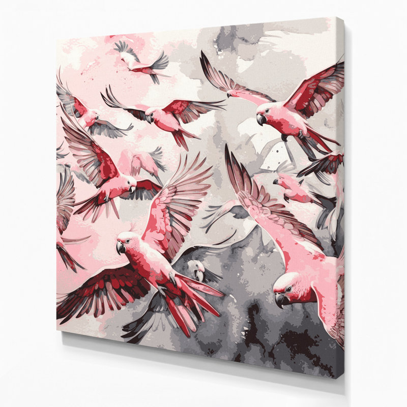 «Birds Galah Beige», art mural sur toile, H 12 po x l 12 po