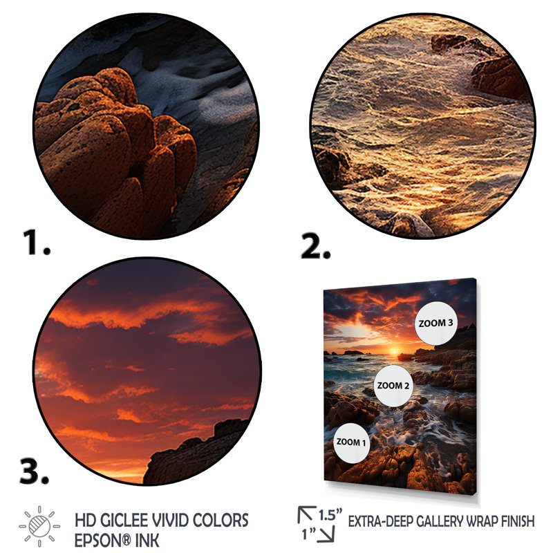 Espagne, coucher de soleil à Ibizas IV sur toile, Cadre photo noir, H 20 po x l 12 po x P 1 po