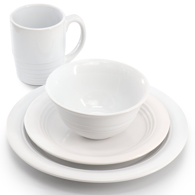 Martha Stewart 32 Piece Stoneware Dinnerware and Flatware Combo Set in Linen