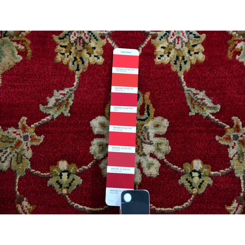 Tapis rouge en laine noué à la main 3 pi 1 po x 5 pi 3 po FE3D0178047B441390D528F0E71EE4C5