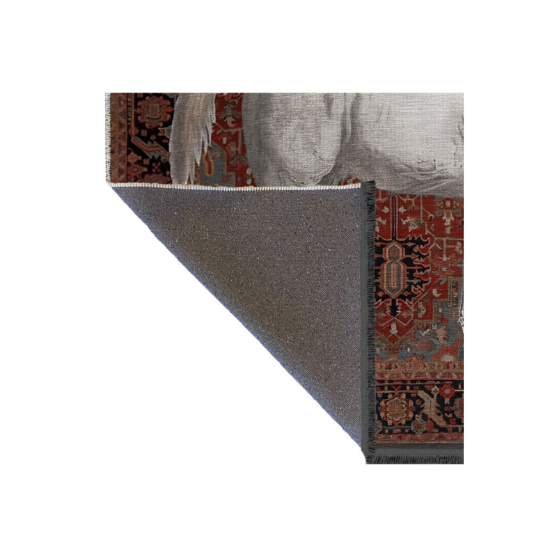 Tapis décoratif beige moderne à motif cheval foncé et beige, Sous-tapis rectangulaire de 3 pi 3 po x 4 pi 11 po