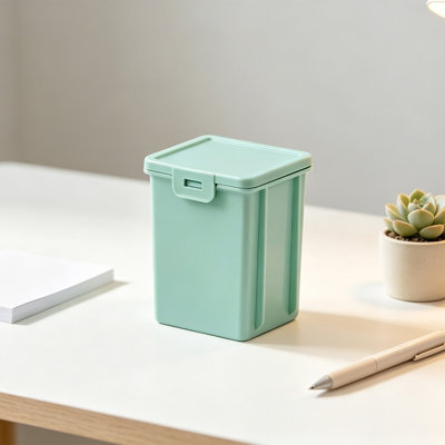 Sac à dos en polyester couleur macaron, boîte de rangement rectangulaire en plastique avec couvercle, petit organisateur de bureau portatif pour stylos, loisirs créatifs et fournitures de bureau.