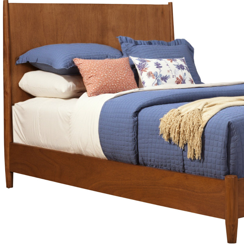  Cadre de lit double en bois massif Brighton Brown - Double, brun, Brun