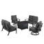 Ensemble de table de foyer en aluminium noir avec deux causeuses et deux fauteuils club CHo Club-15032876