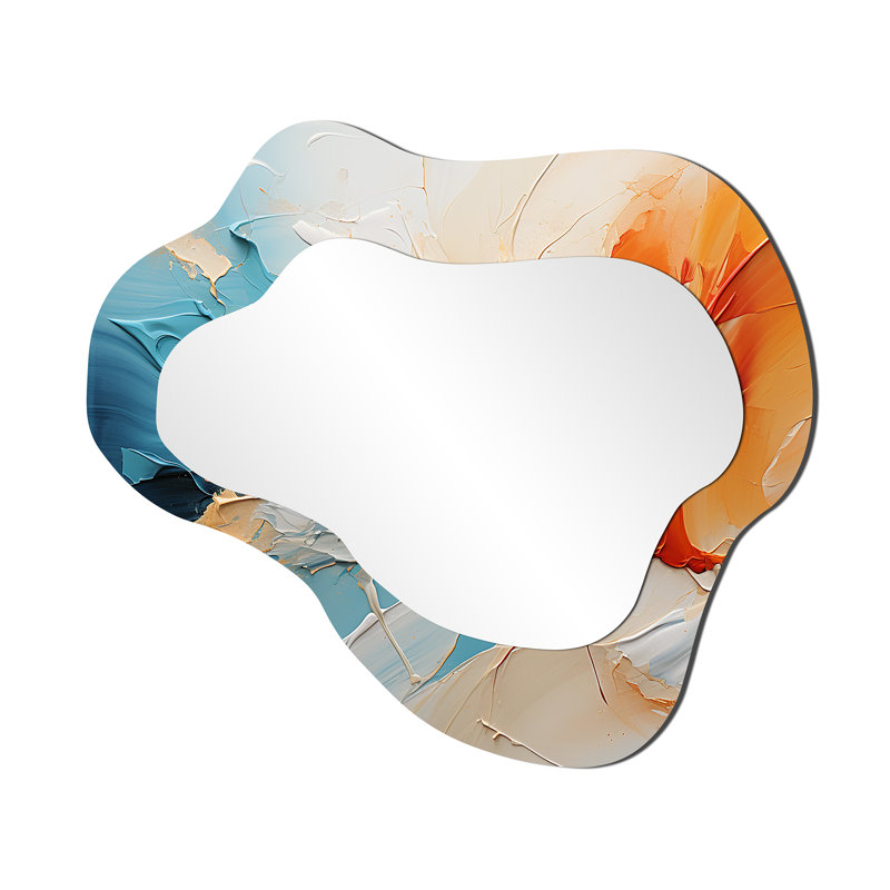 Coming Together - Abstract Painting Metal Art Decor - Asymmetrical Modern Wall Mirror, 25" x 28"
