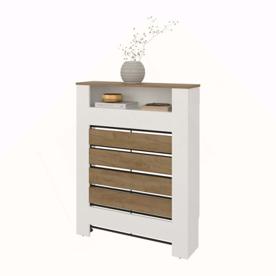 Natural Oak and White Radiator Cover with Storage