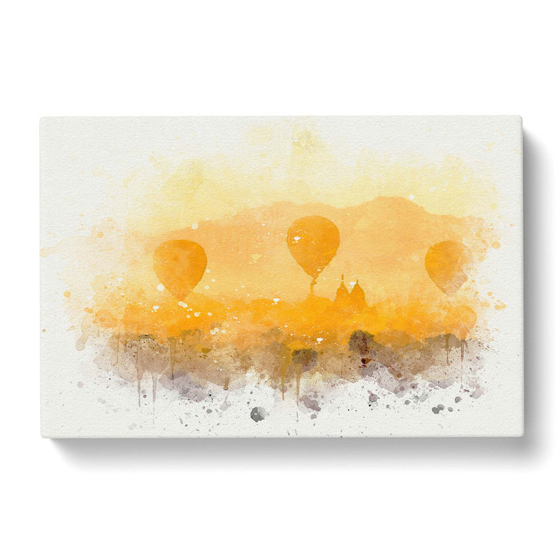 Hot Air Balloons over Bagan in Abstract - Wrapped Canvas Painting Print, 35cm H x 50cm W x 3cm D