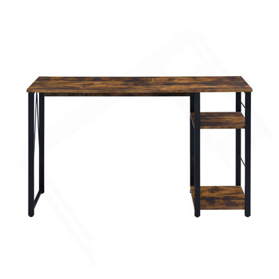 Bureau d'écriture rectangulaire avec tablette à 2 niveaux, chêne vieilli et noir