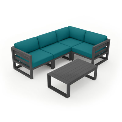 Avion 5 Piece Sectional Set - Black