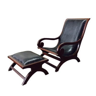 Chaise longue et repose-pieds en cuir véritable de 23,25 po Dewayne