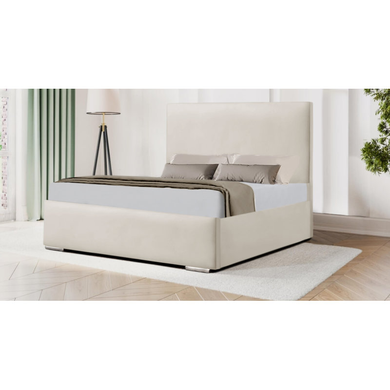 Abdulwahab Upholstered Bed, Cream, Double (4'6)