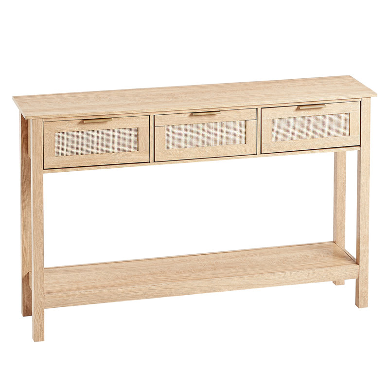Console en rotin avec 3 tiroirs de rangement