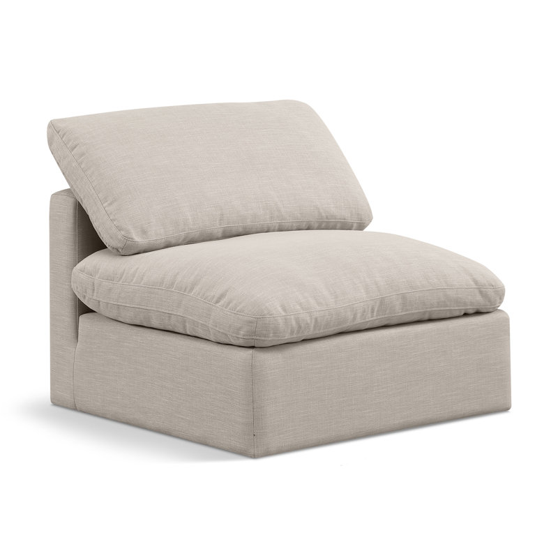 Fauteuil modulaire rembourré Musheerah Indulge, Tissu beige texturé en lin