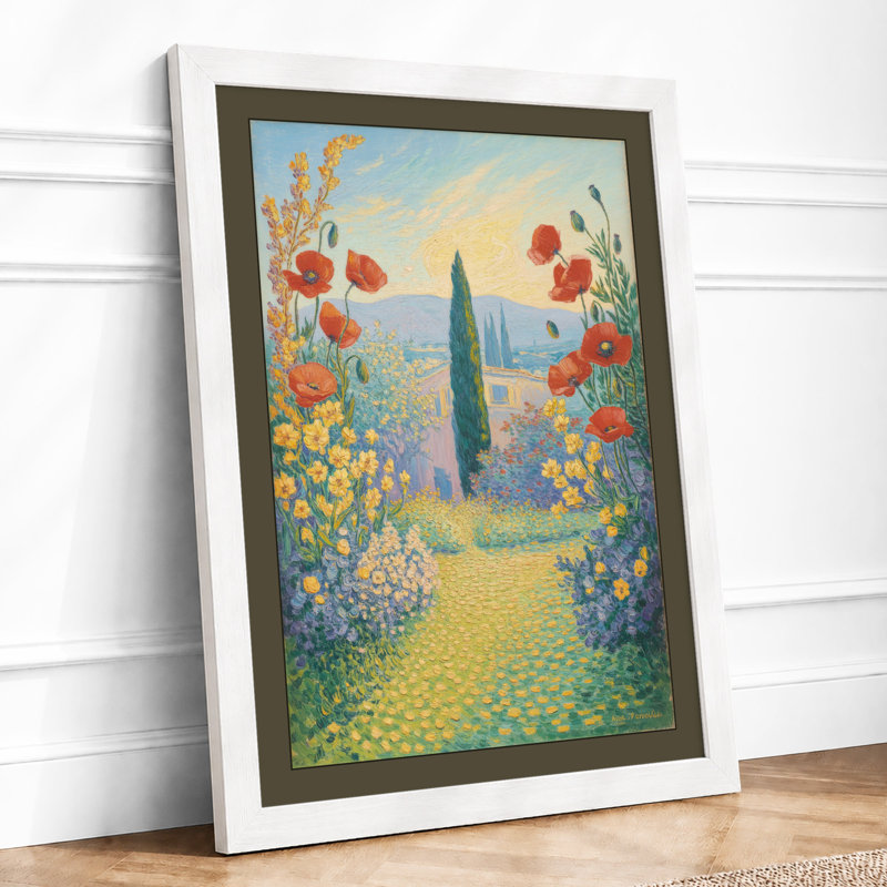 Garden Pathway Botanical - Framed Print, A4 - 29.7 x 21.0 cm, White