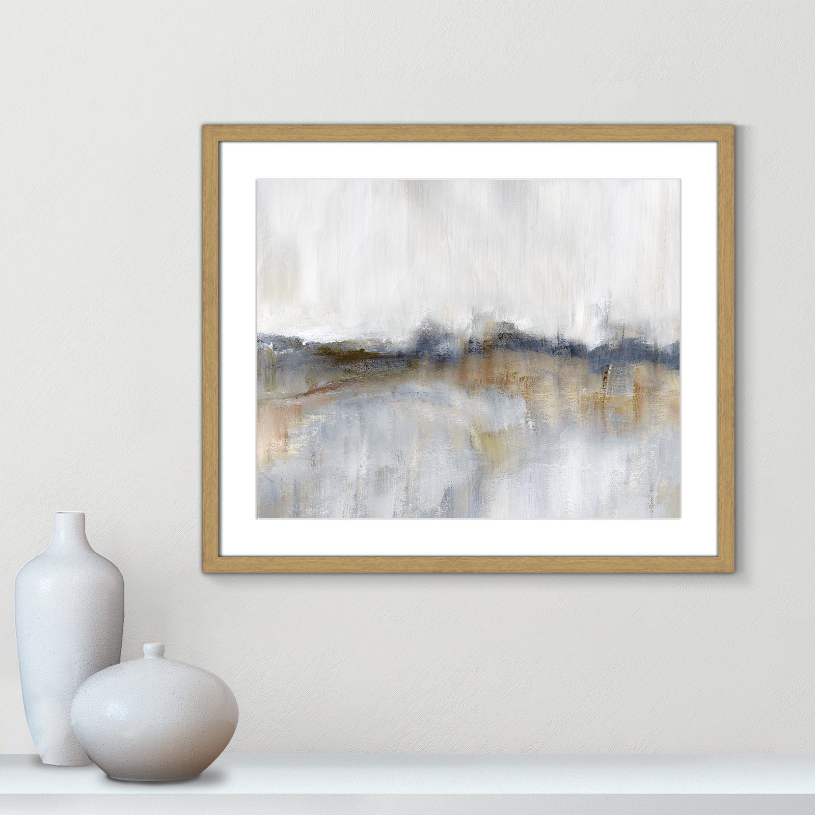 Autumnal Tide by Nan, 21.5" H x 25.5" W x 0.75" D, Natural Framed