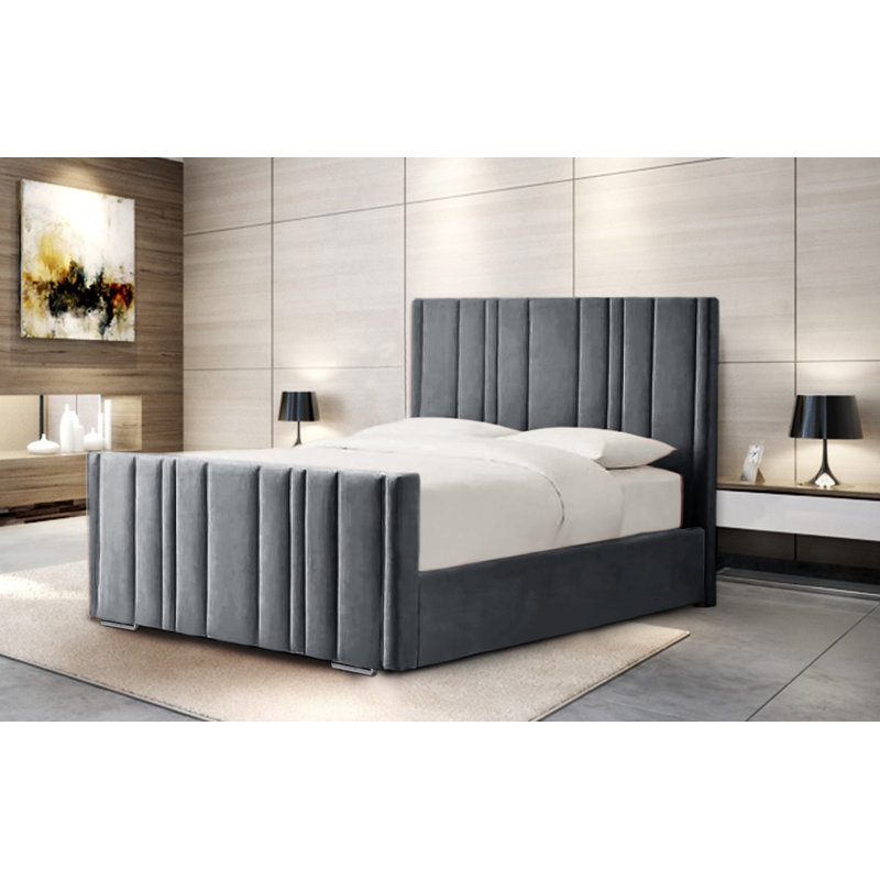 Amalberga Upholstered Bed, Asphalt, Single (3')