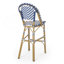 Tabouret de bar 29,5 po en rotin français d'extérieur, bleu marine et blanc, structure en aluminium avec finition en bambou (ensemble de 2)-282360769